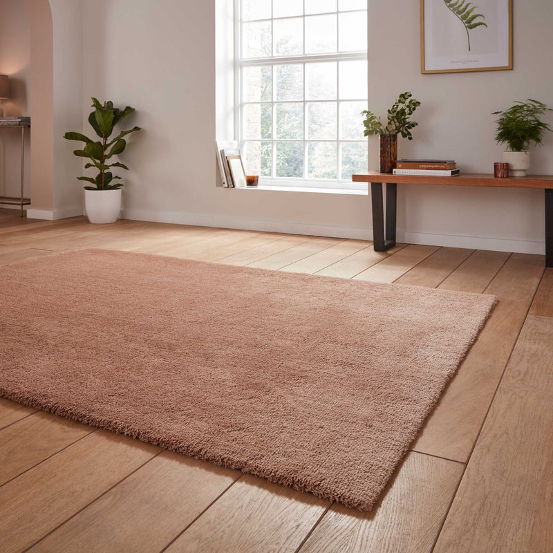 Kara Plain Shaggy Washable Rug in Walnut Brown