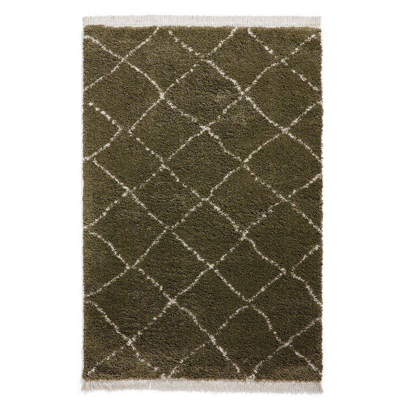 Boho 5413 Berber Shaggy Modern Rugs in Green