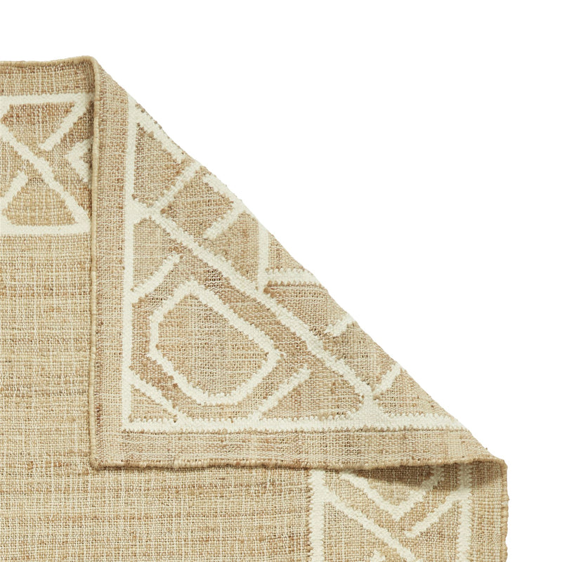 Spartan 29576 Jute Geometric Border Rugs in Natural Ivory