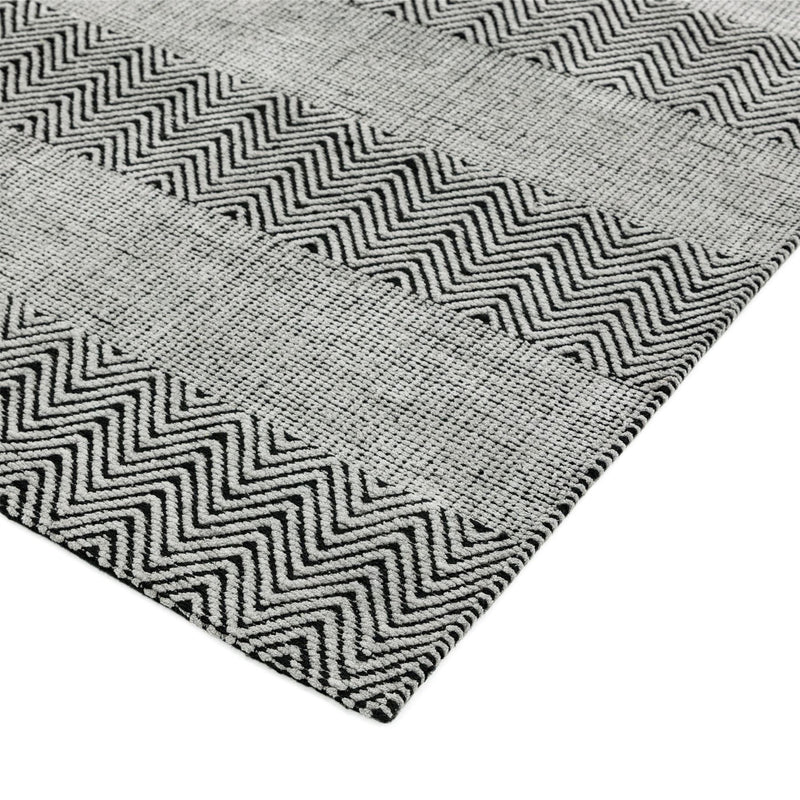 Ives Modern Chevron Striped Rugs in Grey