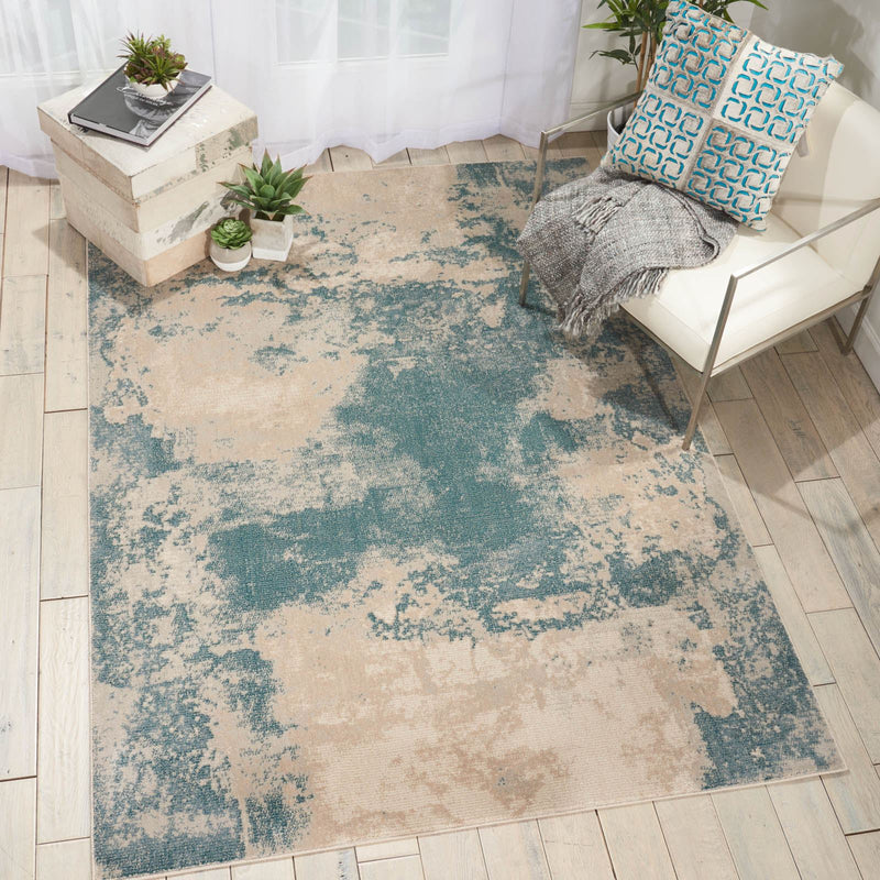 Maxell Rugs MAE13 by Nourison in Ivory and Teal