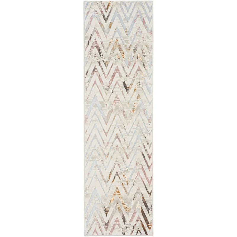 Glitz GLZ05 Chevron Shimmering Runner Rugs by Nourison in Multi