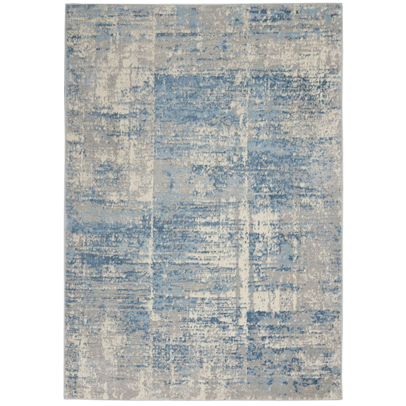 Solace Designer Print Rugs SLA02 in Ivory Grey Blue by Nourison