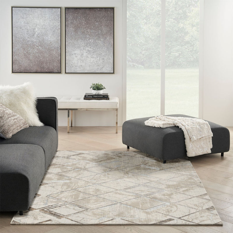 Glitz GLZ02 Geometric Rugs by Nourison in Ivory Grey