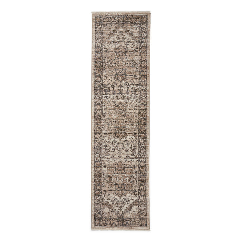 Vintage 35018 Traditional Motif Border Runner Rugs in Green