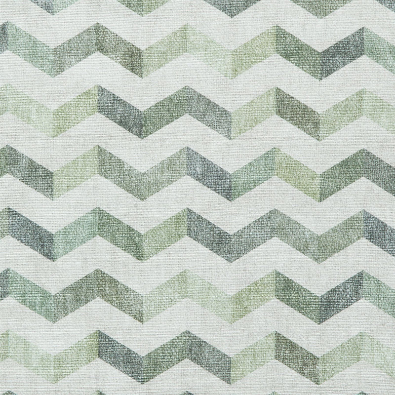 Coral H1059 Modern Washable Chevron Rugs in Green