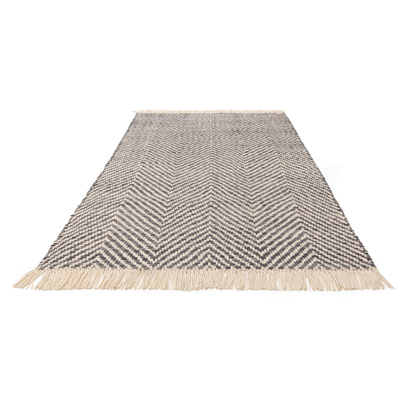 Vigo Flatweave Geometric Boho Jute Wool Rugs in Grey