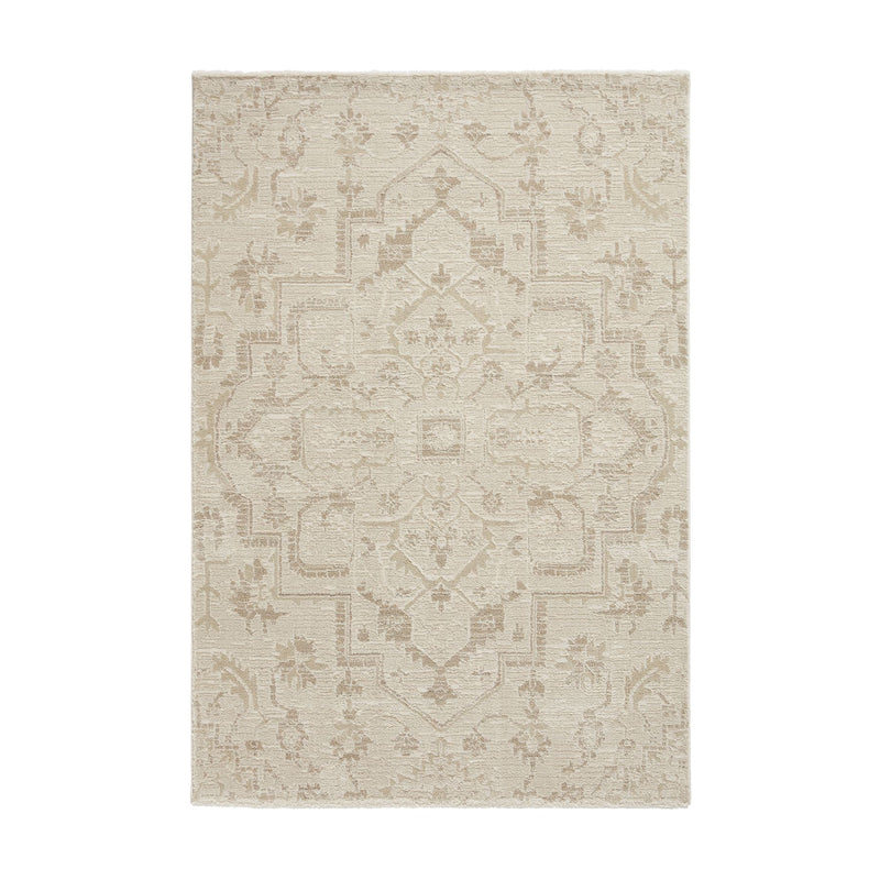 Geneva 64615 Berber Textured Medallion Rugs in Cream White