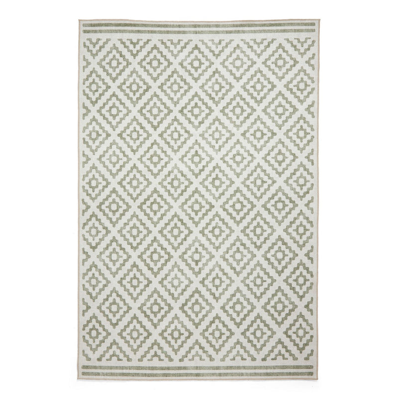 Coral H1058 Modern Washable Geometric Rugs in Green