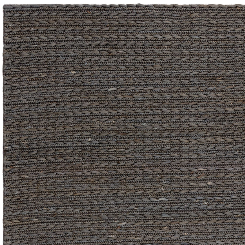 Oakley Natural Braided Jute Woven Rugs in Charcoal Grey