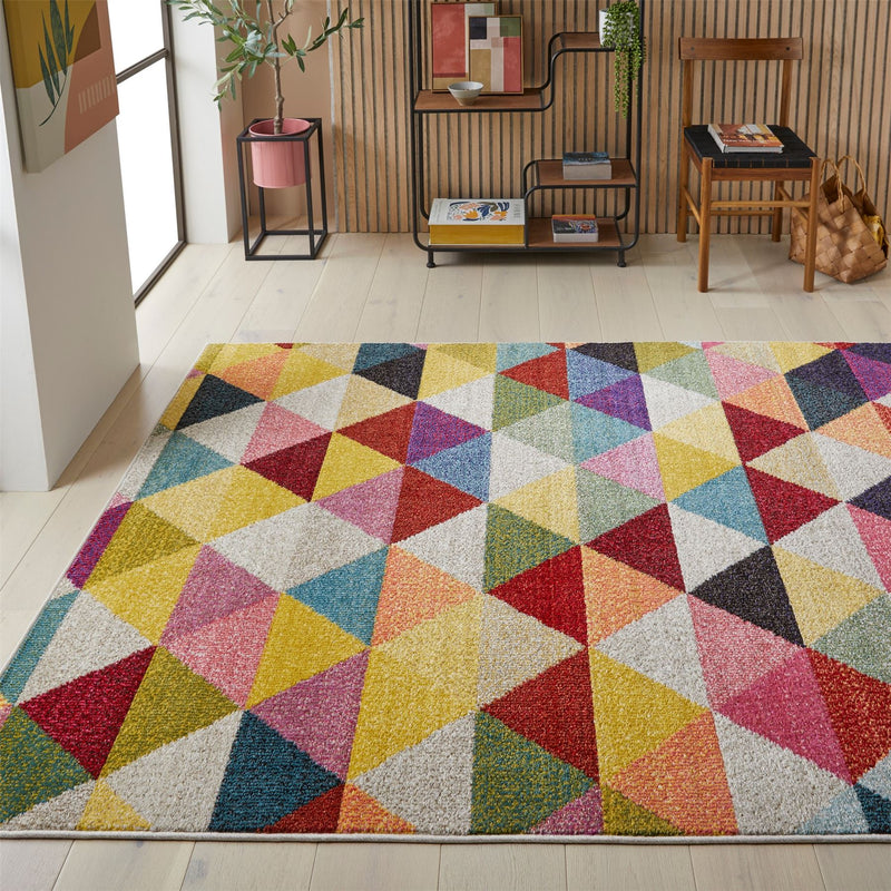 Carnaval CAR110 Geometric Rug by Concept Looms in Multicolour