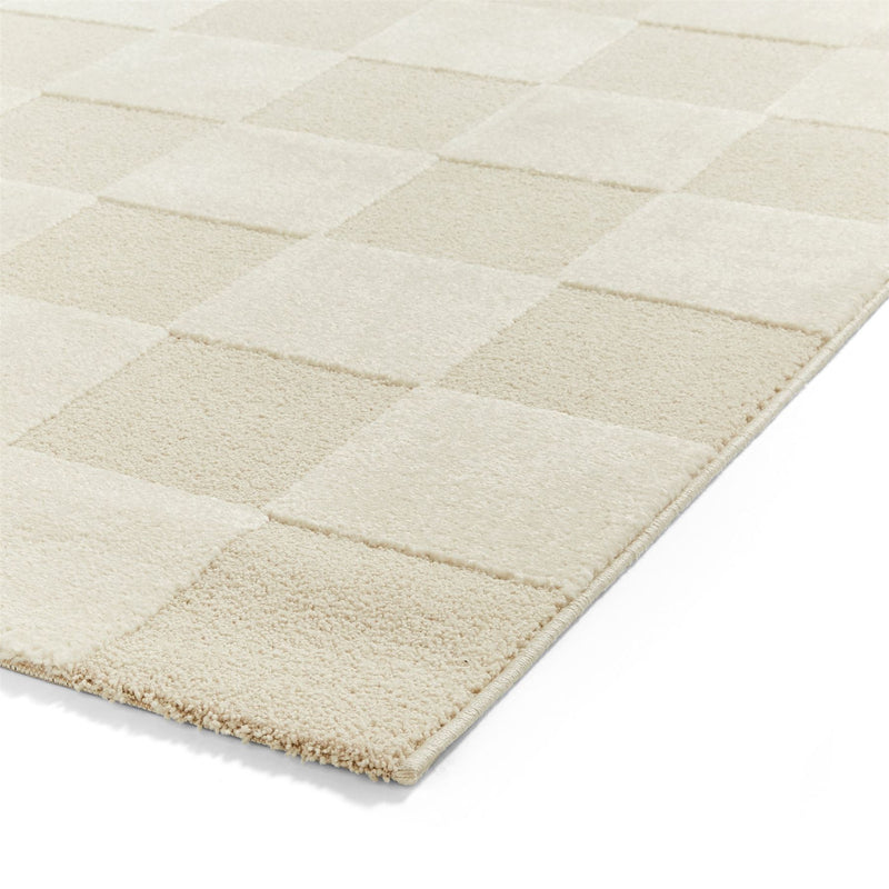 Elio 69924 Textured Geometric Modern Rugs in Cream White