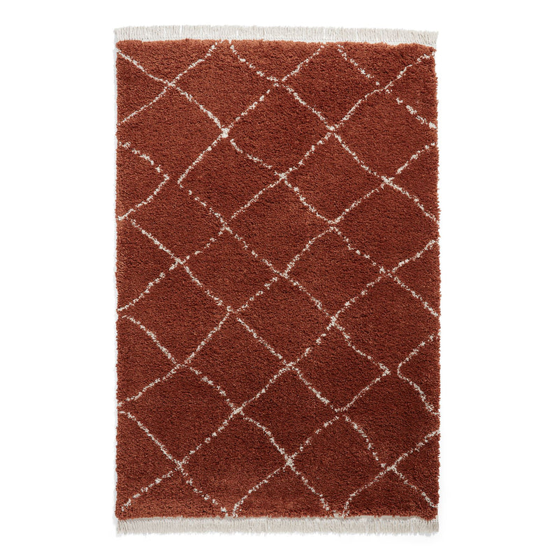 Boho 5413 Berber Shaggy Modern Rugs in Rust Brown