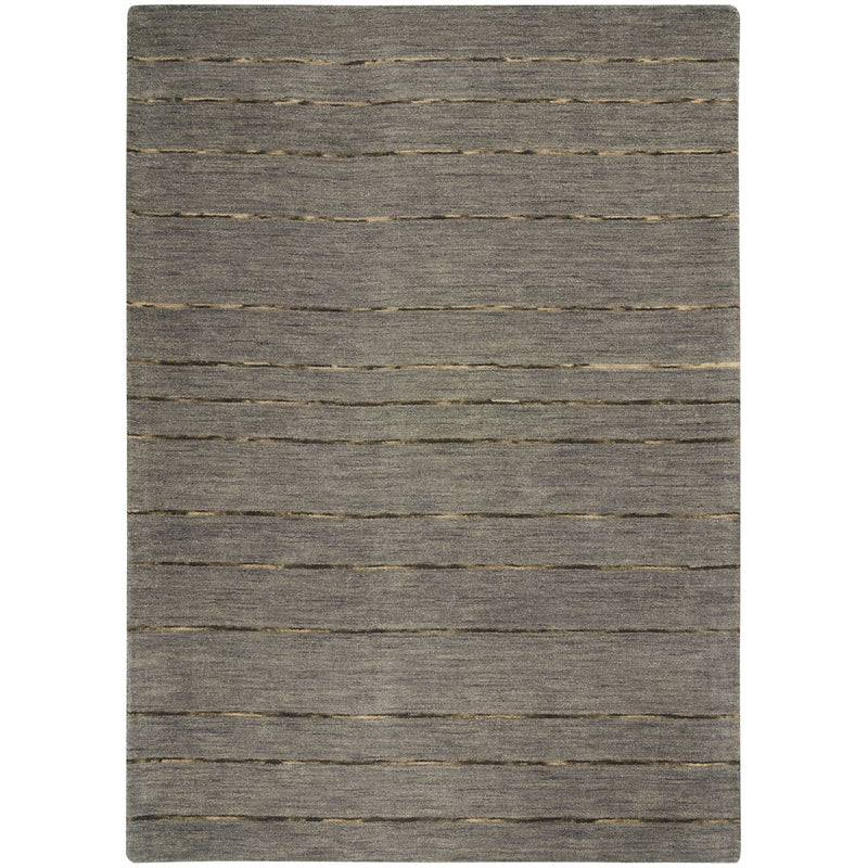 HAL01 Stripe Wool Rug By Calvin Klein in Charcoal Grey