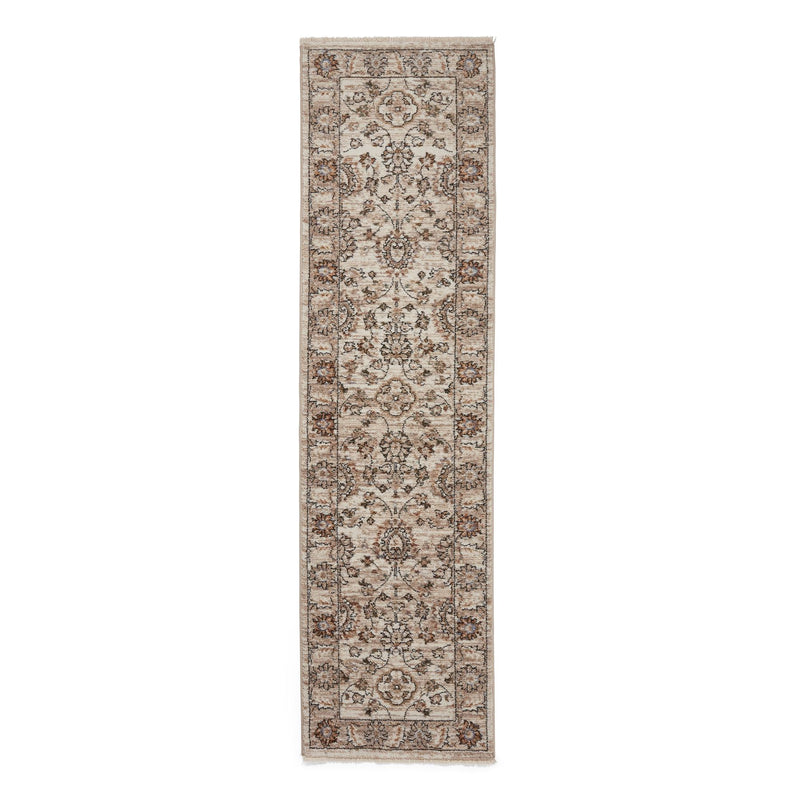 Vintage 35027 Traditional Motif Border Runner Rugs in Beige