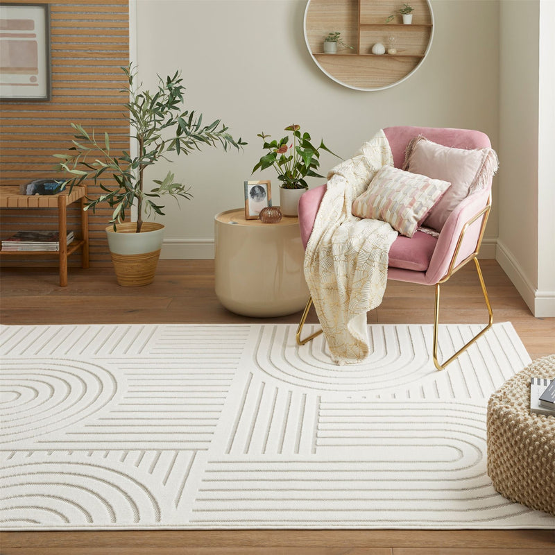 Maze MAZ106 Carved Rug by Concept Looms in Ivory White