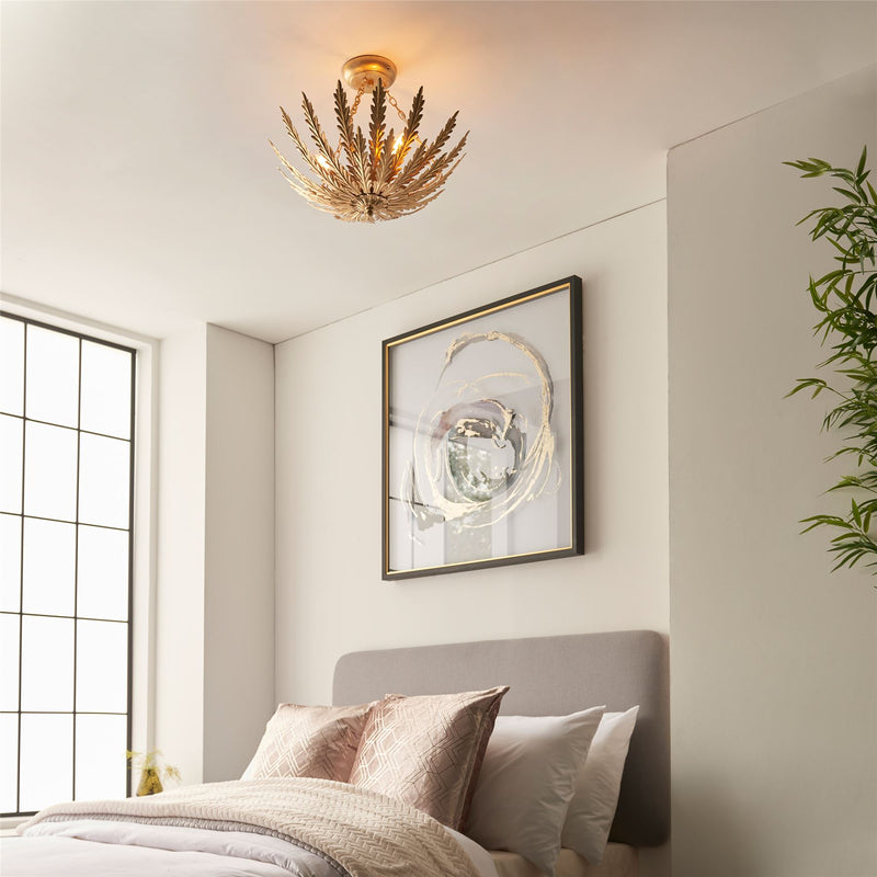 Vacanza Gold Leaf Semi Flush Ceiling Light