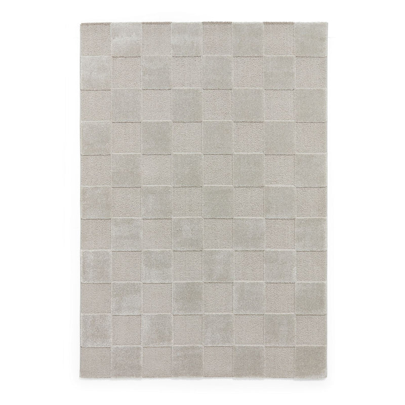 Elio 69924 Textured Geometric Modern Rugs in Silver Grey