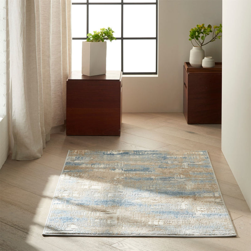 Calvin Klein Rush Designer Abstract Rugs CK951 Blue Beige