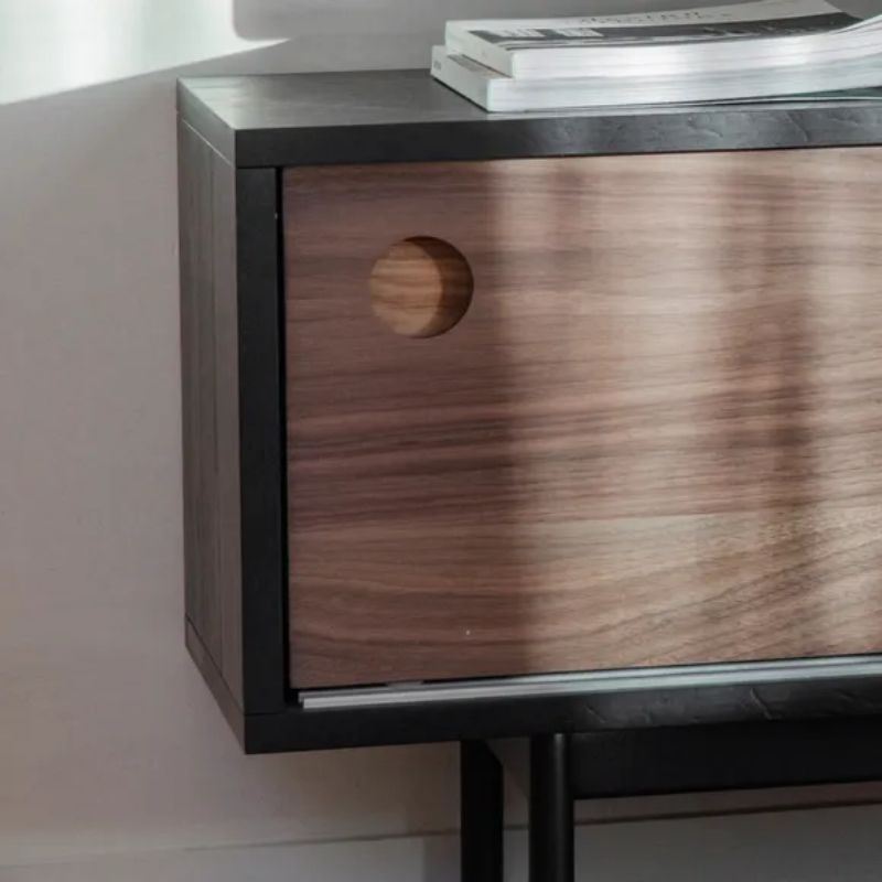 Biruma Oak Wood Media Unit in Black