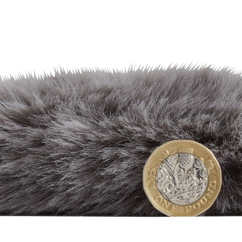 Super Teddy Plain Shaggy Faux Sheepskin Rugs in Grey