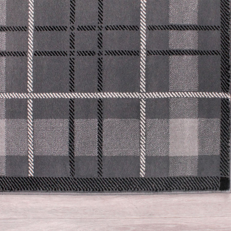 Tartan Check Modern Rugs in Grey