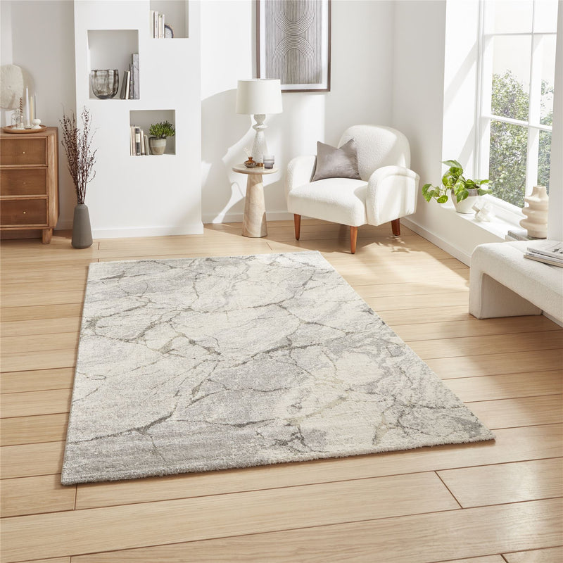 Geneva 1614 Berber Textured Abstract Rugs in Silver Grey