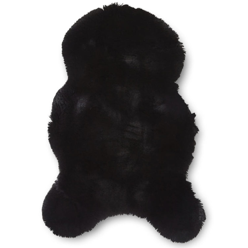 Super Teddy Plain Shaggy Faux Sheepskin Rugs in Black