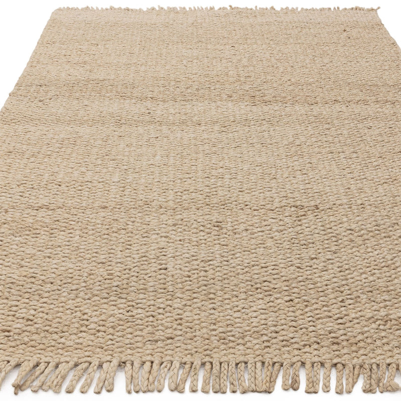 Grove Plain Flatweave Hand Woven Jute Rugs in Sand Beige