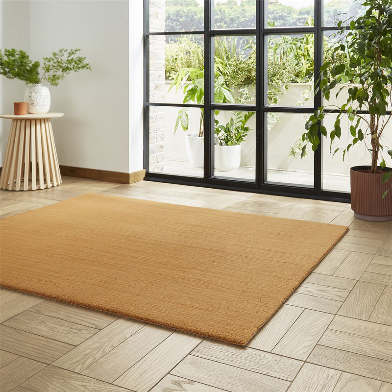 Bay Modern Washable Plain Shaggy Rugs in Camel Brown