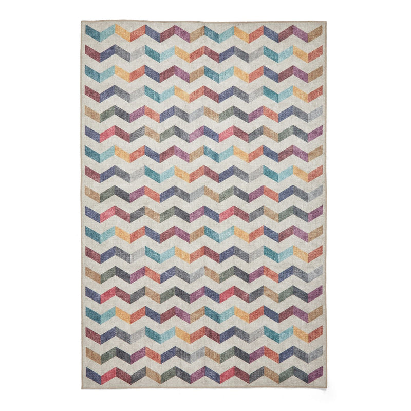 Coral H1059 Modern Washable Chevron Rugs in Multi