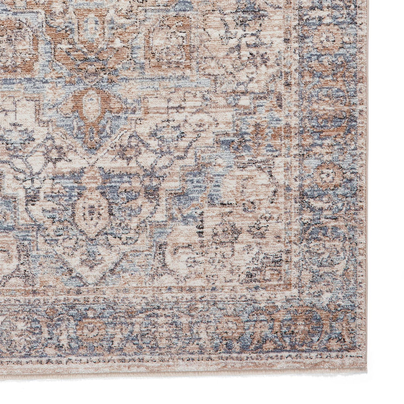 Vintage 35018 Traditional Motif Border Runner Rugs in Blue