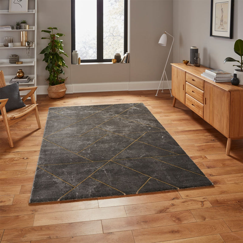 Craft 23486 Geometric Rugs in Dark Grey Gold