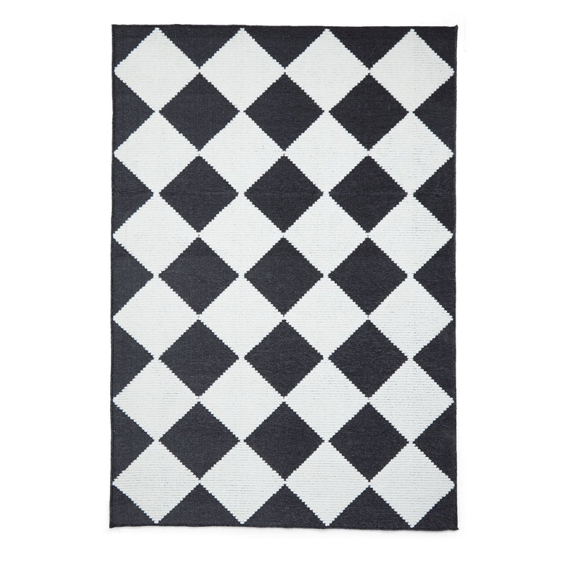 Lyna J0529 Textured Geometric Washable Rugs in Charcoal White