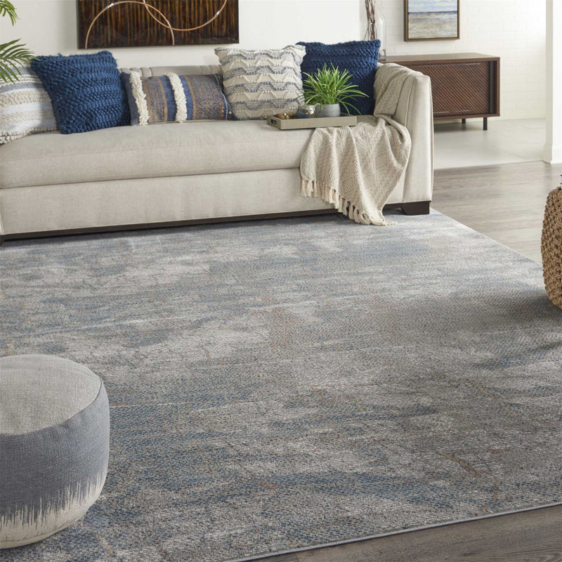 Rustic Textures RUS15 Abstract Rugs in Grey Blue