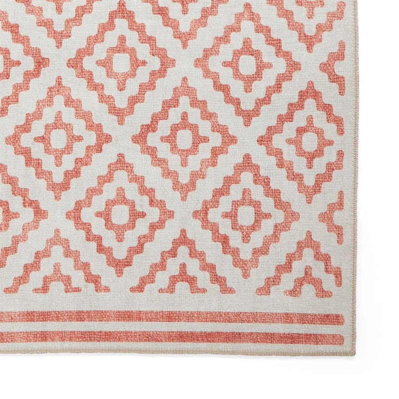 Coral H1058 Modern Washable Geometric Runner Rugs in Orange