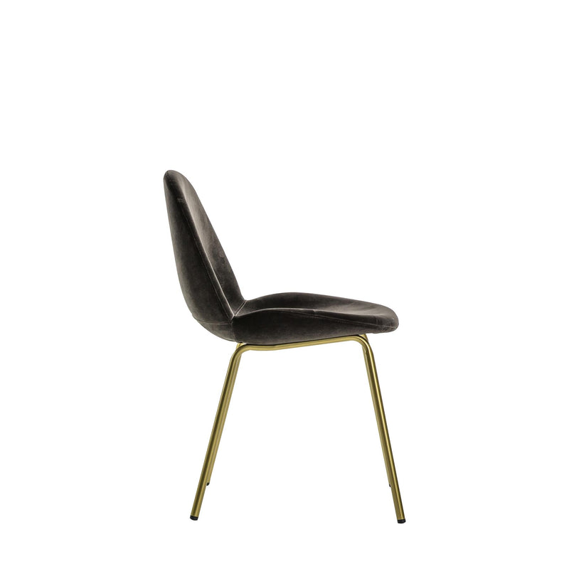 Sora Chocolate Brown Velvet Dining Chair with Gold Legs Set of 2