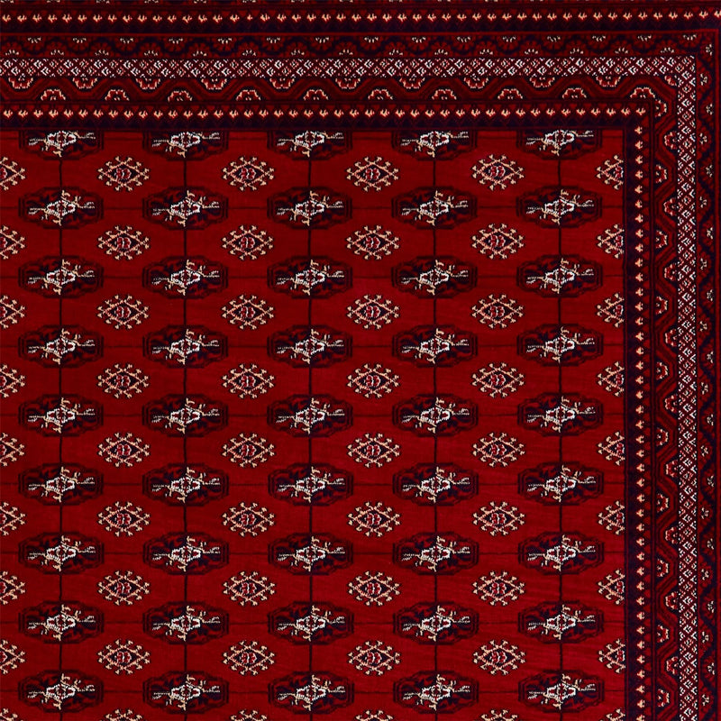 Dubai 62096 Traditional Patterned Border Rugs in Red