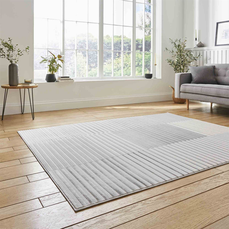 Apollo 2681 Modern Geometric Block Rugs in Grey Ivory White