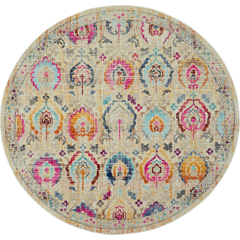 Vintage Kashan Circluar Rugs VKA04 by Nourison in Ivory Multi