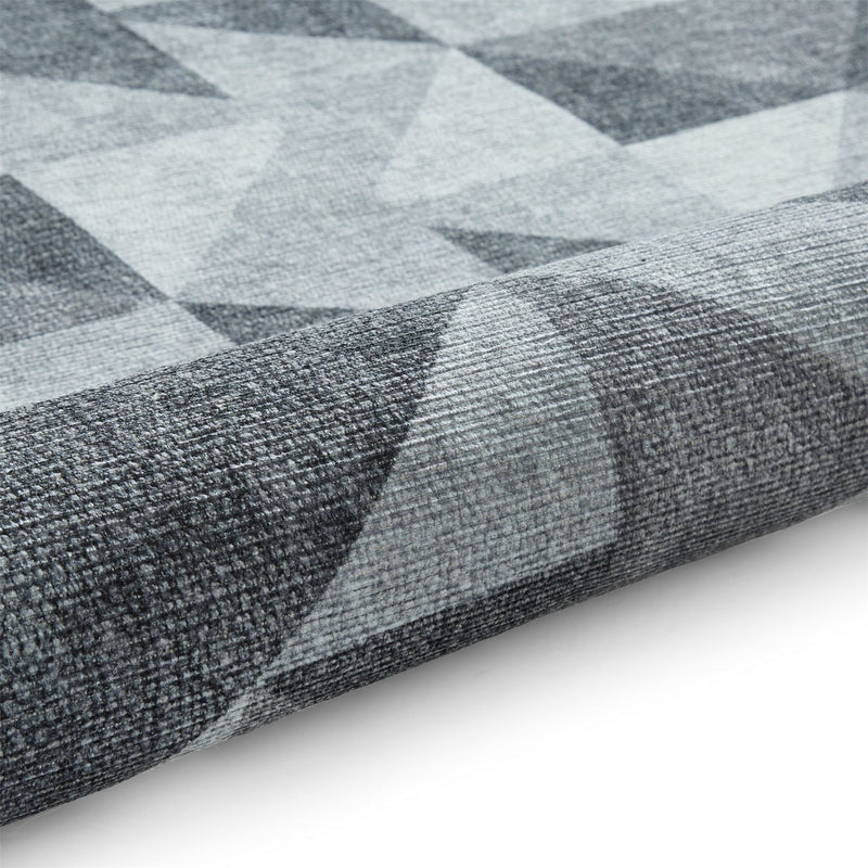 Coral H1057 Modern Washable Geometric Runner Rugs in Grey