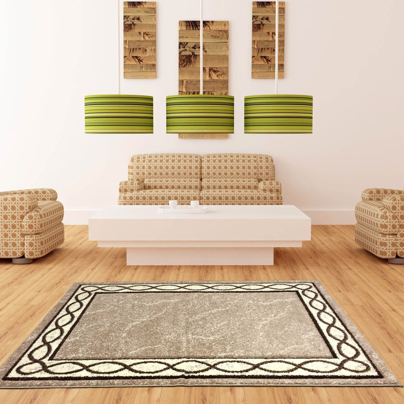 Naples Loop Border Rugs in Beige