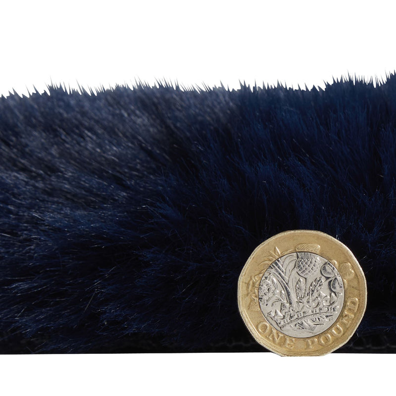 Super Teddy Plain Shaggy Faux Sheepskin Rugs in Navy Blue