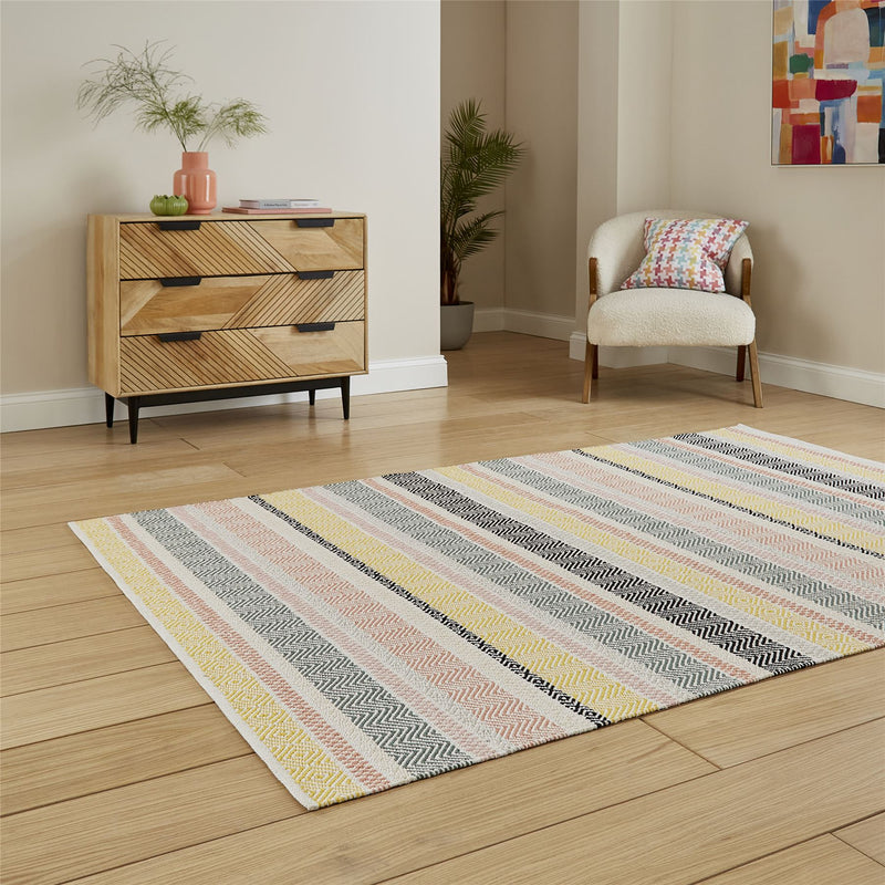 Cascade 29898 Modern Geometric Striped Rugs in Pastel Multi