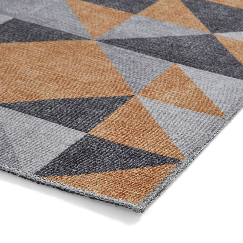 Coral H1057 Modern Washable Geometric Rugs in Yellow Grey