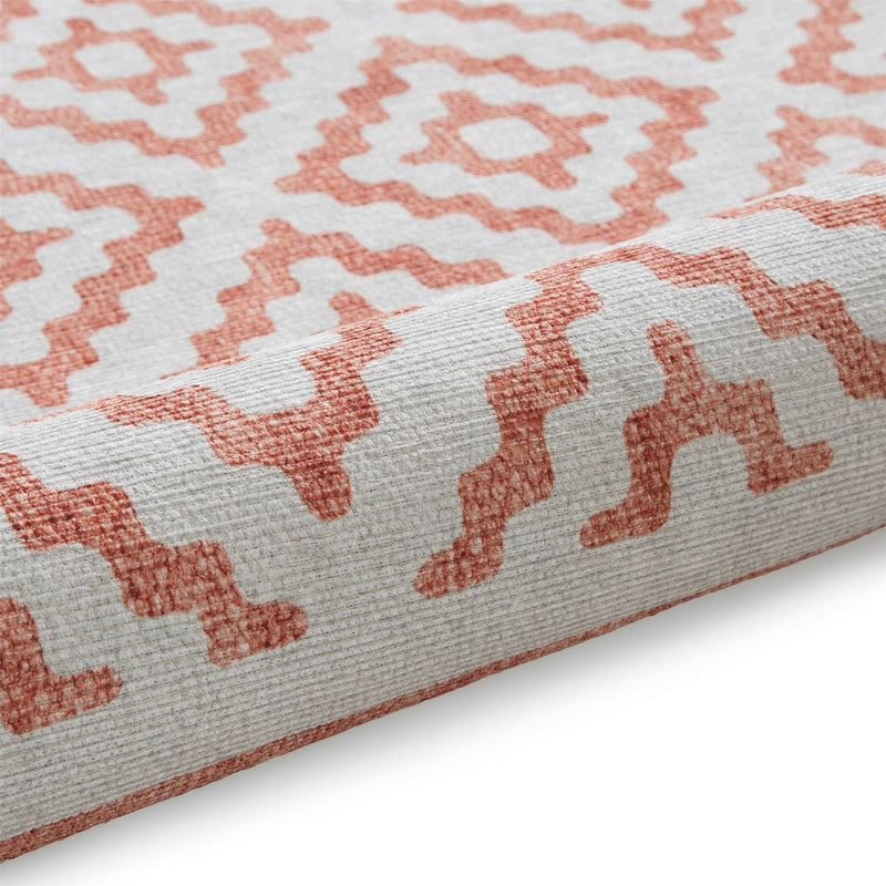 Coral H1058 Modern Washable Geometric Runner Rugs in Orange