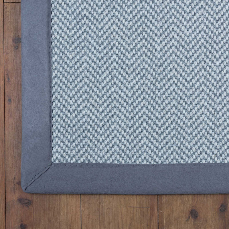 FWC Herringbone Dapple Natural Fibre Sisal Rugs With Faux Suede Border