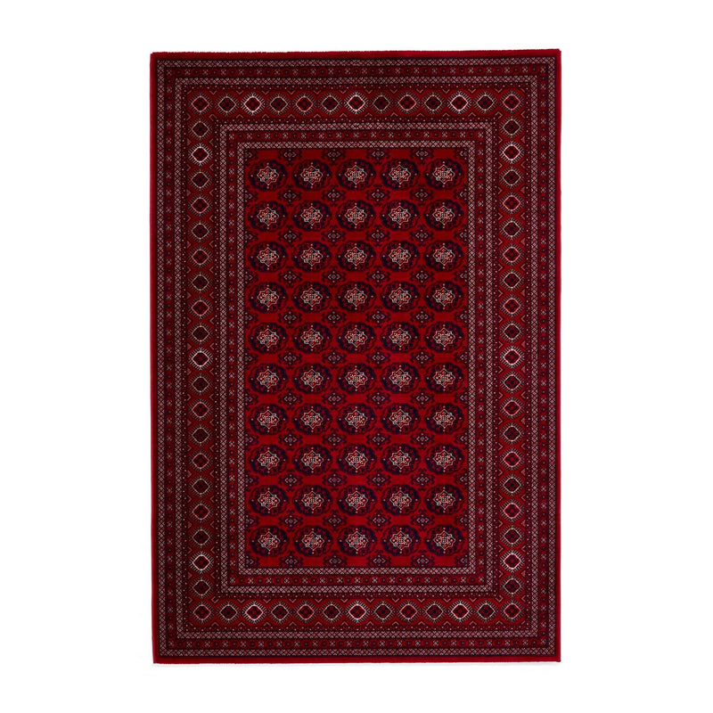 Dubai 62098 Traditional Patterned Border Rugs in Red