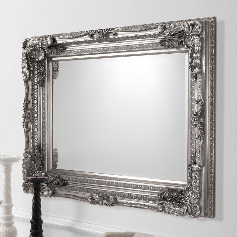 Carved Louis Mirror Silver 1190x890mm