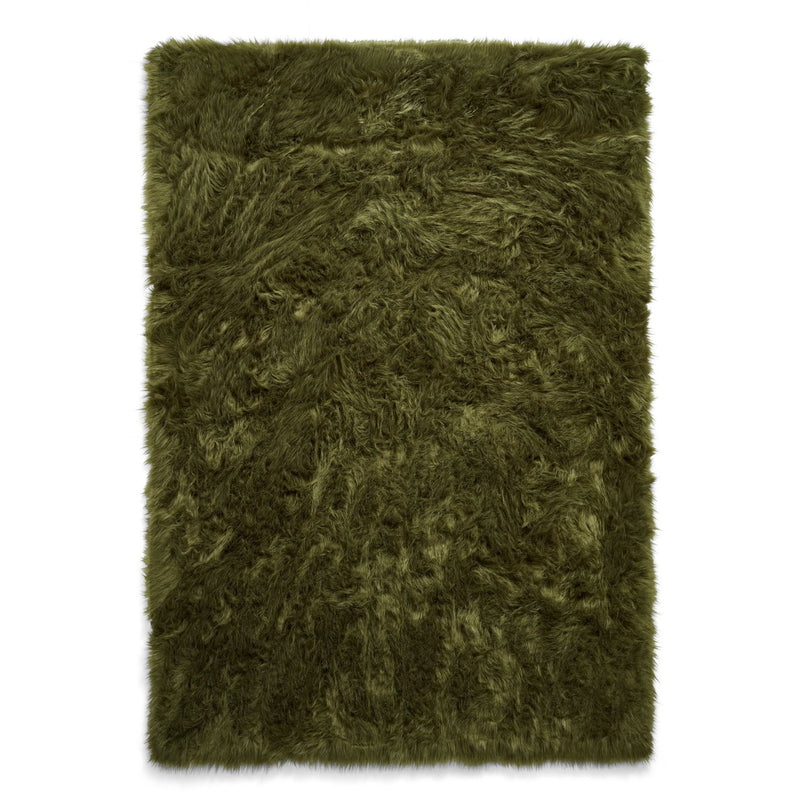 Polar Plush Soft Plain Textured Shaggy Rugs in Olive Green